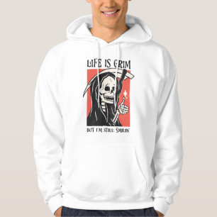 Life är Grim Funny Grim Reaper Funny Sarcastic Pun Hoodie