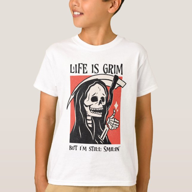 Life är Grim Funny Grim Reaper Funny Sarcastic Pun T Shirt (Framsida)