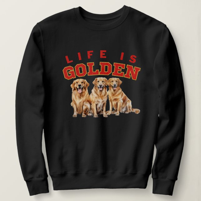 Life är guldfärgad Hund älskare Golden Retriever P T Shirt (Design framsida)