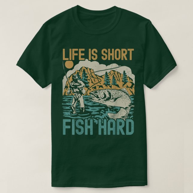 Life är Kort fiskenäring Älskare Fiskare B T Shirt (Design framsida)