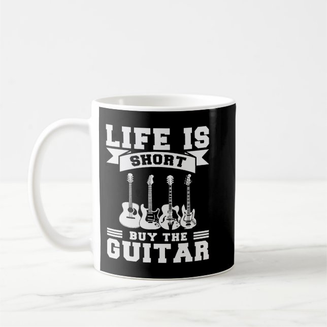 Life är Kort Köp grafiken Guitar Manar Kaffemugg (Vänster)