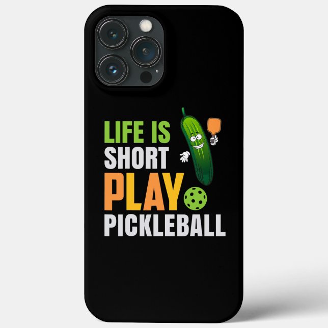 Life är Kort Play Pickleball Cute Pickle Boll (Baksida)