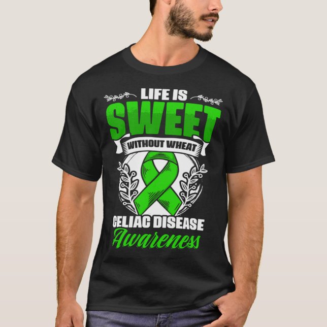 Life är Sweet Celiac Warrior Celiac Disease Medvet T Shirt (Framsida)
