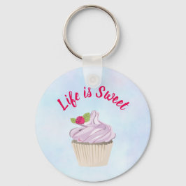 Life är Sweet Rosa Cuptårta Nyckelring