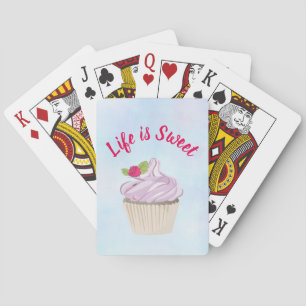 Life är Sweet Rosa Cuptårta Spel Kort