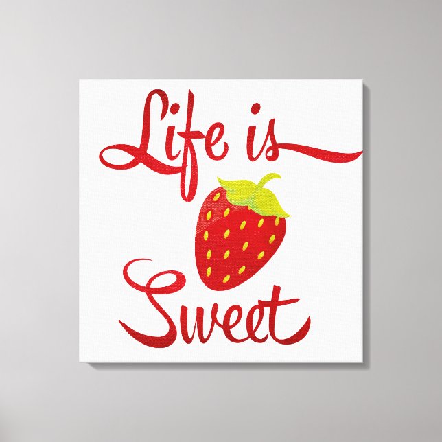 Life är Sweet Strawberry Canvastryck (Framsida)
