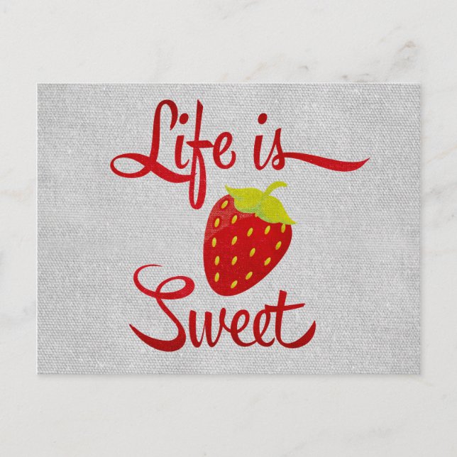 Life är Sweet Strawberry Vykort (Framsida)