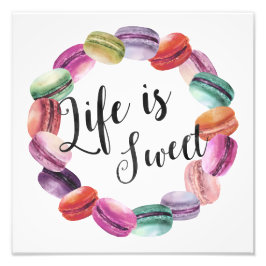 Life är Sweet | Utskrift av vattenfärgsmakaroner Fototryck
