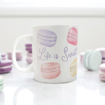 Life är Sweet Watercolor Rainbow Macaroon Monogram