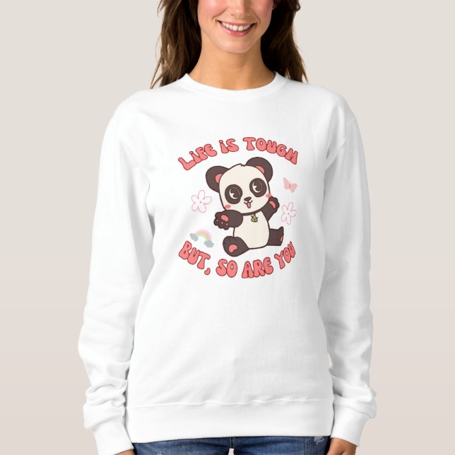 Life är Tuff Cute Retro Panda T Shirt (Framsida)