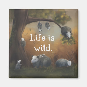 Life är Vild Opossum Opposites Magnet