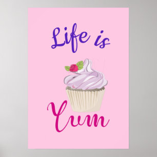 Life är Yum Dreamy Rosa Cuptårta Poster