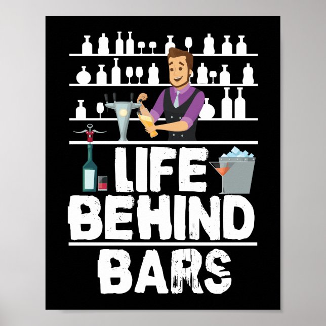 Life bakom Pub Funny Bartender Mixolog Poster (Framsidan)