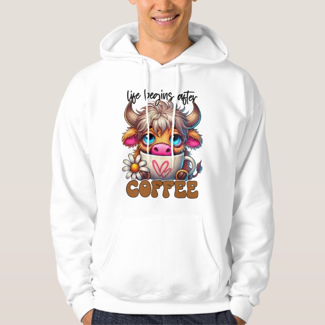 Life Begins After Coffee  Hoodie (Framsida)