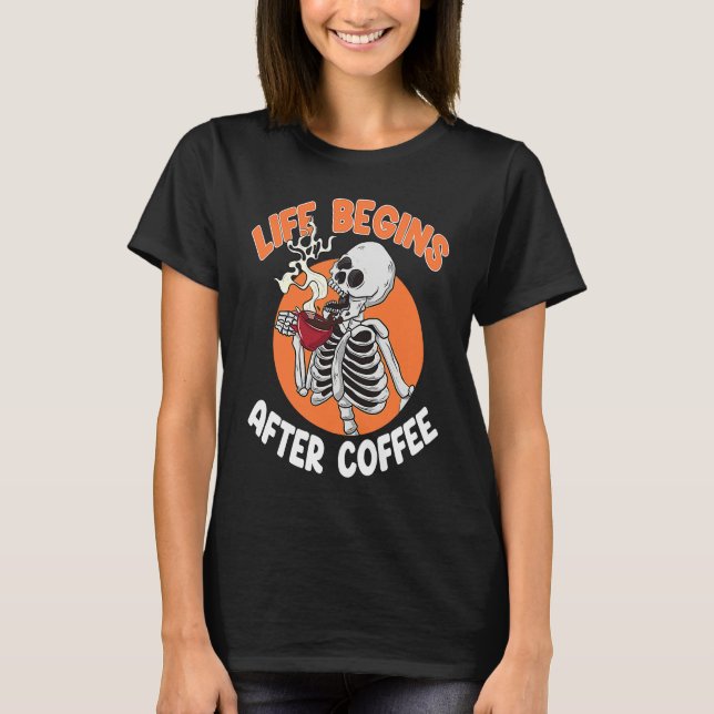 Life Begins After Coffee Skull Women  Pirates Part T Shirt (Framsida)