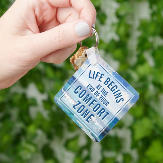 Life Begins At Motivational Quote Keepsake Nyckelring (Hand)
