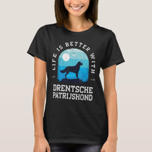 Life Better Drentsche Patrijshond Vintage Blue Hun T Shirt