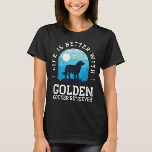 Life Better Golden Cocker Retriever Vintage Blue D T Shirt