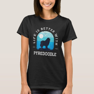 Life Better Pyredoodle Vintage Blue Hund Mamma Pap T Shirt