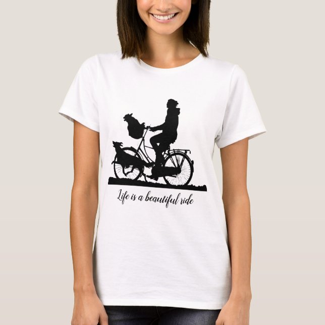 Life Bevacker Ride-citat Bike med Cute Hundar T Shirt (Framsida)