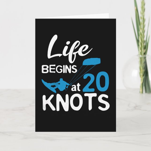 Life börjar 20 Knots Kiteboarding Windsurfing Surf Kort (Framsida)