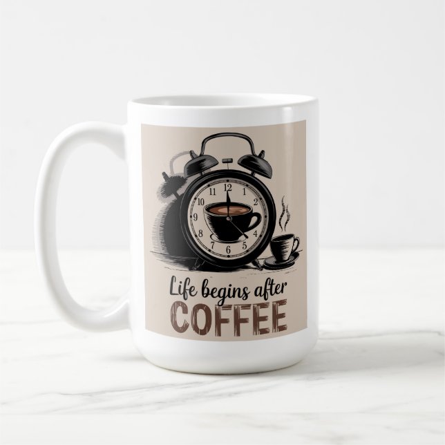 Life börjar efter kaffe Classic Mugg, 11 oz Kaffemugg (Vänster)