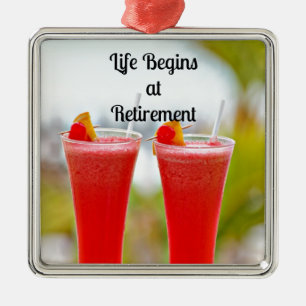 Life börjar i Pension - Frosty Tropical Drinks Julgransprydnad Metall