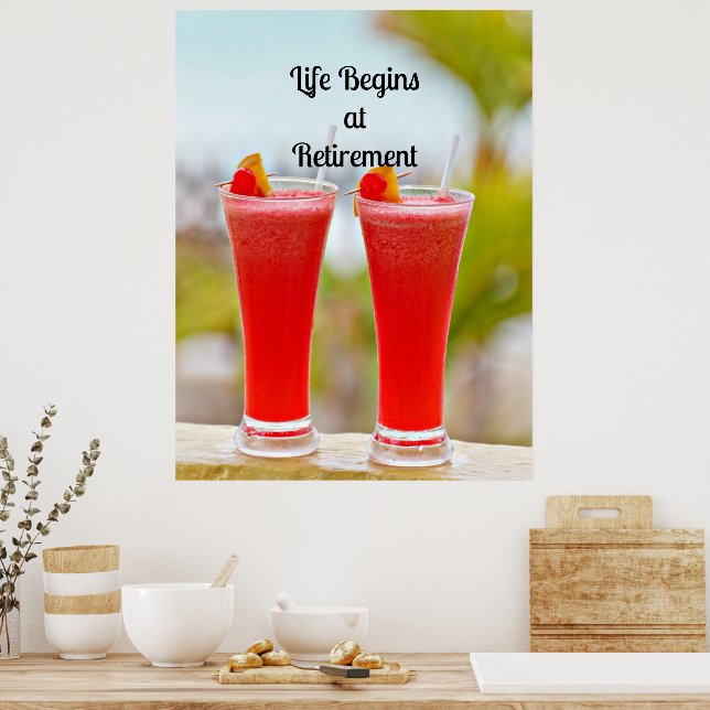 Life börjar i Pension - Frosty Tropical Drinks Poster (Kök)