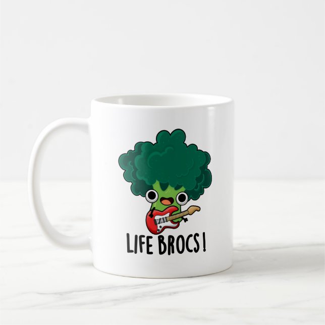 Life Brocs Funny Veggie Broccoli Pun Kaffemugg (Vänster)