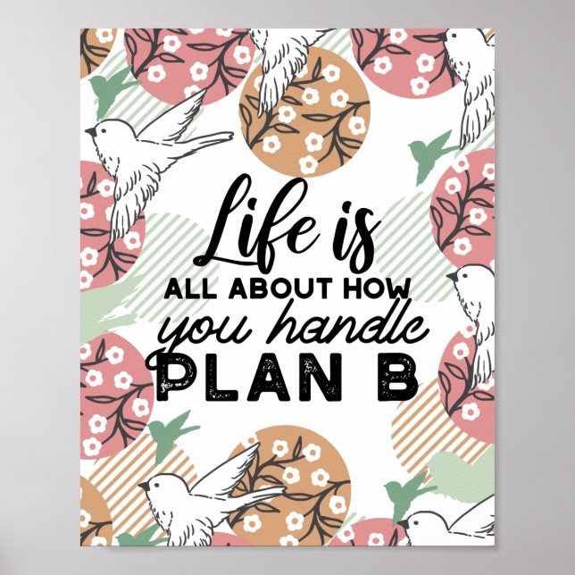 Life-citat och Geometric Vår Nature Mönster Poster (Framsidan)