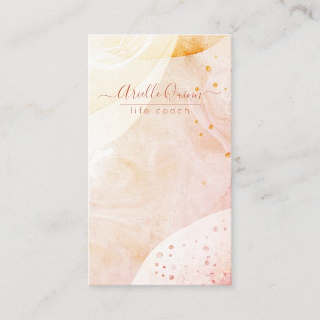 Life Coach Abstrakt Vattenfärgformer Rose Script  Visitkort (Framsida)