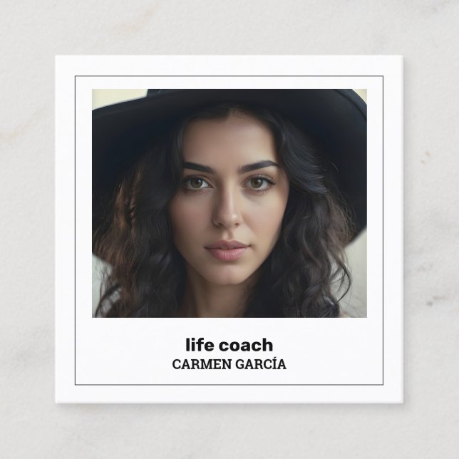 Life Coach Anpassningsbar Photo QR Fyrkantigt Visitkort (Framsida)