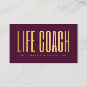Life Coach Burgunder Och Guld Visitkort
