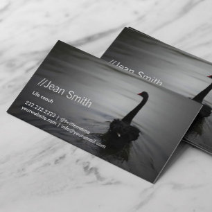 Life Coach Counselor Elegant Black Svan Visitkort