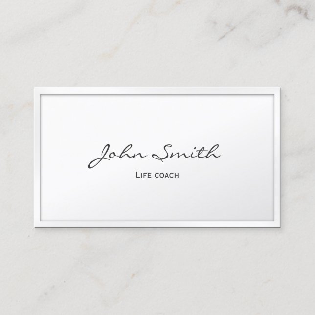 Life Coach Elegant White Framework Visitkort (Framsida)