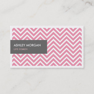 Life Coach - Ljus rosa Chevron Zigzag Visitkort