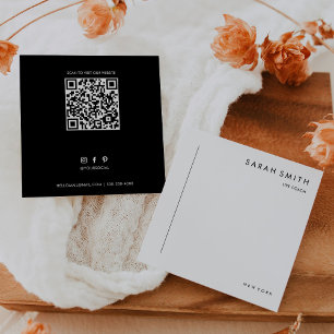 Life Coach Minimalist Black White QR-kod Fyrkantigt Visitkort