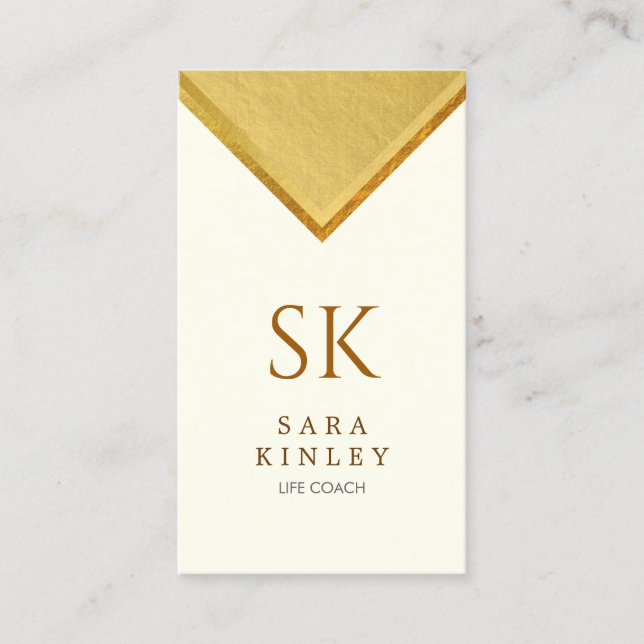 Life Coach Monogram Falskt Guld Visitkort (Framsida)