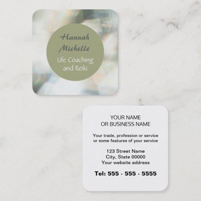 Life Coach Reiki Diamond Kolla Affärskortet Fyrkantigt Visitkort (Fram/baksida)
