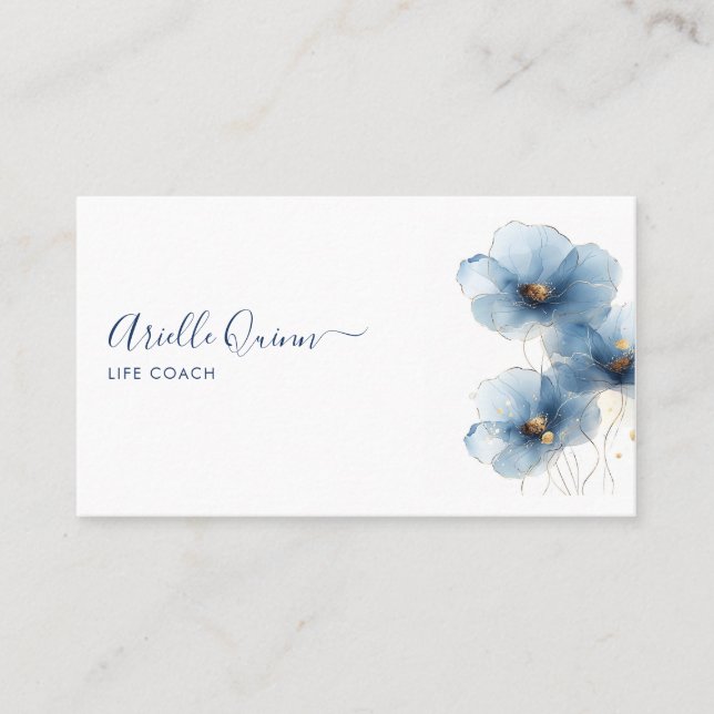 Life coach Serene Indigo Watercolor Visitkort (Framsida)