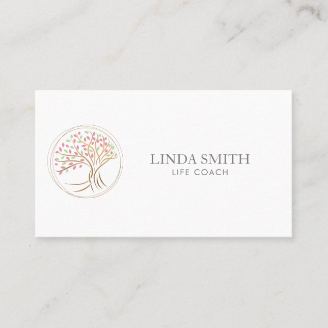 Life Coach Therapist Spa Hälsa Cosmetics Träd B Visitkort (Framsida)