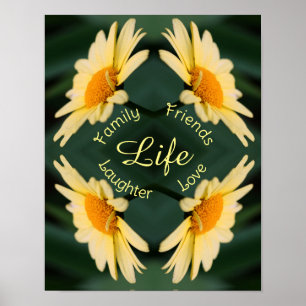 Life Daisy Flower Abstrakt inspirational Ord Poster