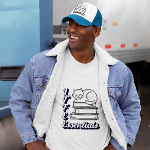 Life Essentials Ord Art Bokar & Cats Älskare T Shirt