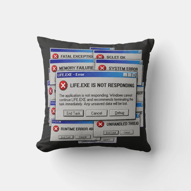 Life.exe svarar inte Roligt exsistentiellt fel Kudde (Framsida)