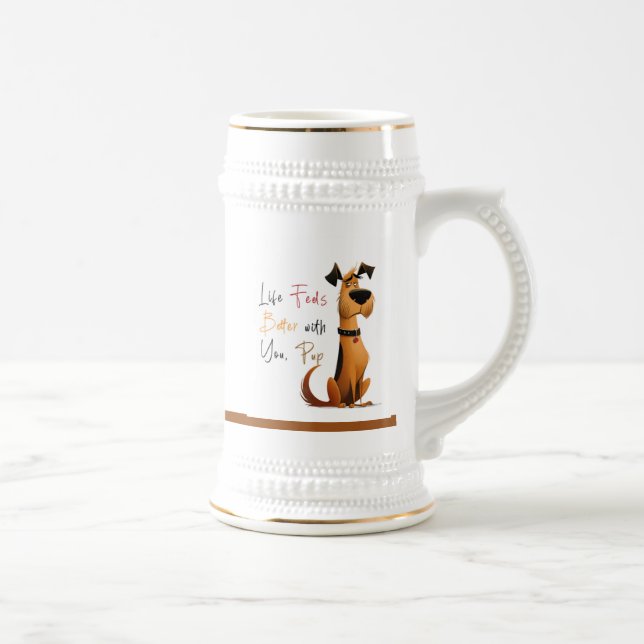 Life Feels Better With you Pup – Cute Dog Mug Sejdel (Höger)