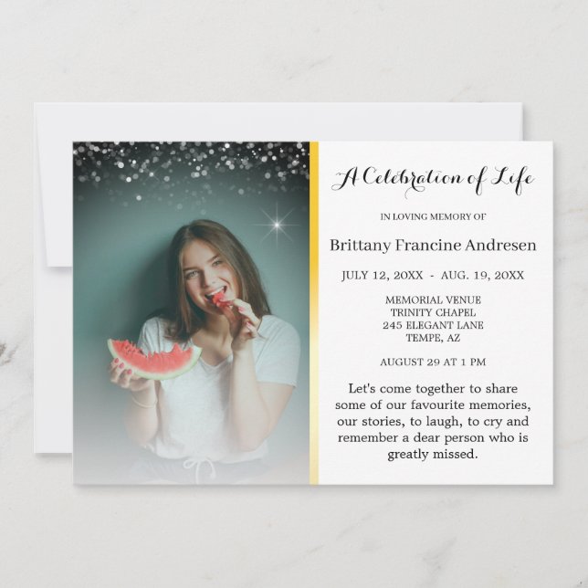 Life Firande Elegant och Tastélig begravning Inbjudningar (Framsida)