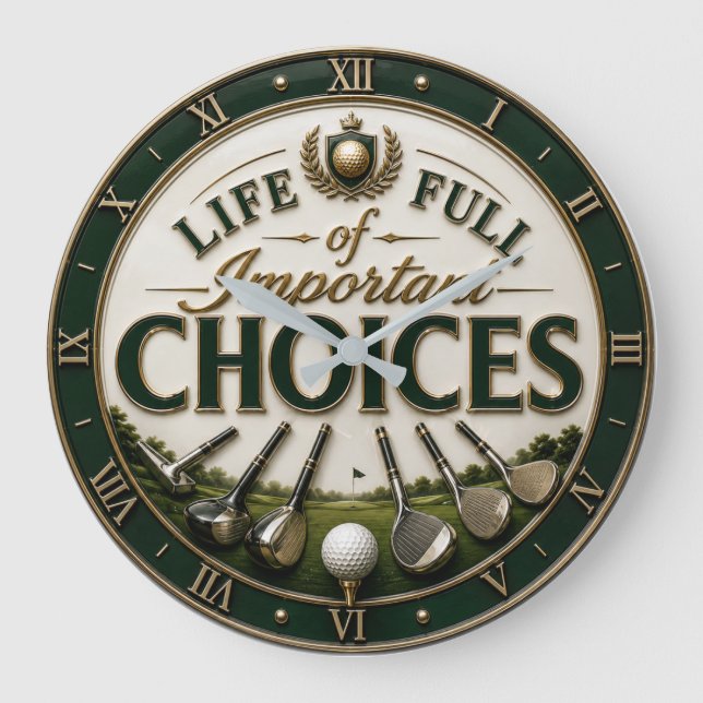 Life Full of Important Choices Golf Stor Klocka (Framsida)