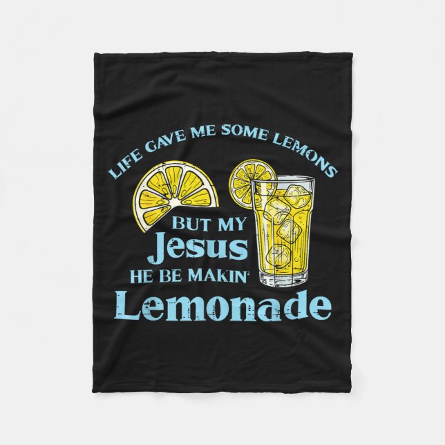 Life Gave Lemon Jesus Made Lemonade Christian Men  Fleecefilt (Framsidan)