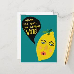 Life Ge You Lemons Vote 2024 Val Cute USA Vykort