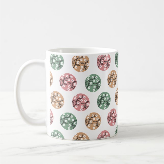 Life Geometric Nature Mönster Art Kaffemugg (Vänster)